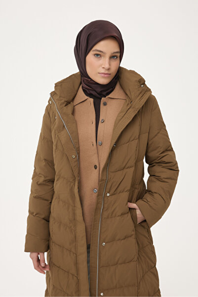 Tuğba Kaz Tüyü Dolgulu Kaban - Olive