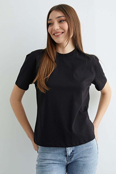 Fulla Moda Basic T-shirt με Γιακά Crew