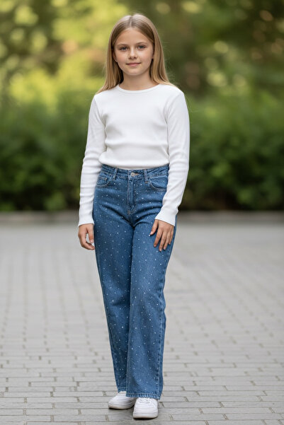 ASL GOLF CLUB Girl's Stone Embellished Jean Trousers 5-15 Years Old Flexible ...