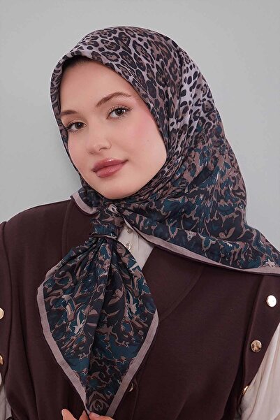 Levidor Dark Green Mixed Leopard Pattern Silk Coton Scarf