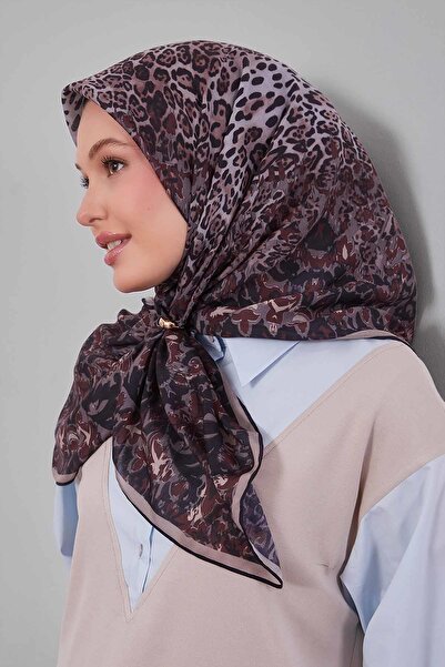 Levidor شوكولاتة قهوة مختلطة نمط الفهد وشاح القطن الحرير