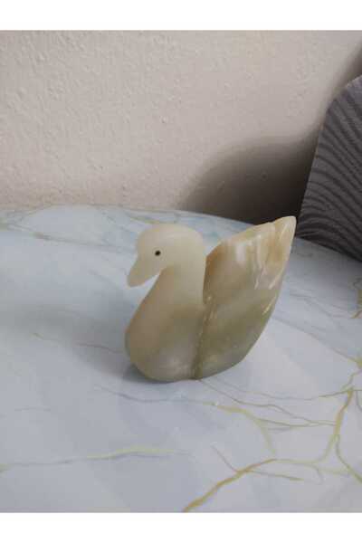 YILMAZ KUĞU FİGÜRÜ MERMER YEŞİL ONXY TAŞ MASA SÜSÜ