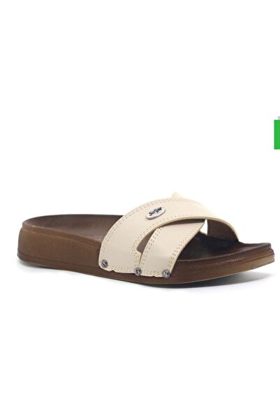 WOSSE Cross Leather Comfortable Fit Side-Screwed Women's Slippers