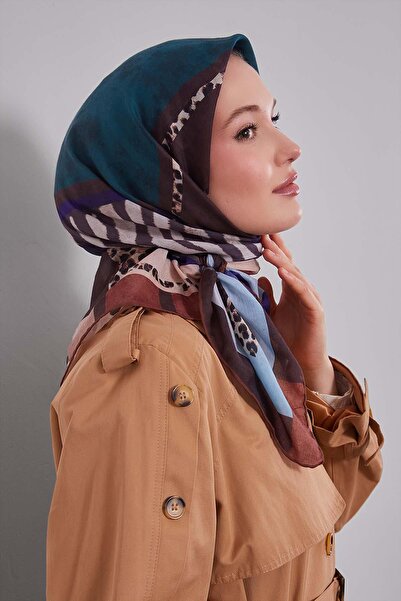Levidor Dark Brown Edge Leopard Patterned Slik Coton Scarf