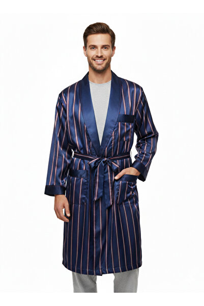 Oppland Halat de casă pentru bărbați din țesătură satinată, model confortabil...