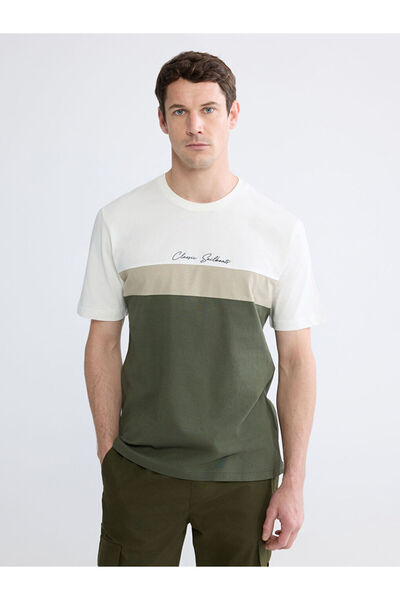 LC Waikiki تي شيرت رجالي من القطن الممشط ذو ياقة روبا ملونة من UZG STORE للرج...