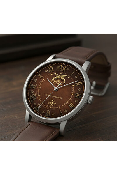 DUTCH STORE Al Sharif Watch - Classic brown leather and elegant silver bezel
