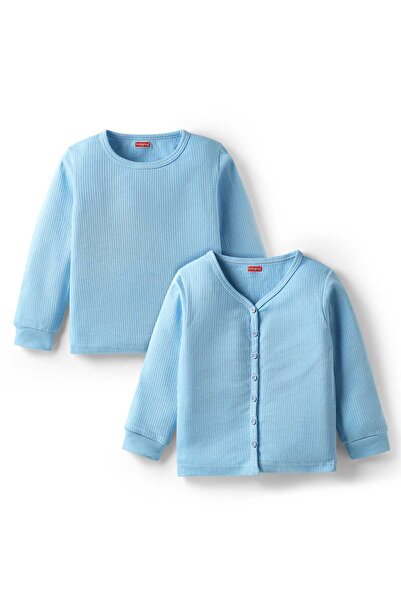 Babyhug Knit Full Sleeves Solid Pullover & Front Open Thermal Vest (Pack of 2...