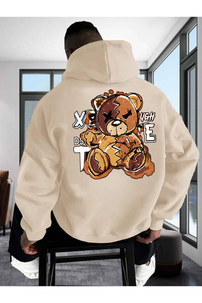 ALEYZA MODA Nisex Bay/ Back Print Oversized Hooded Sweatshirt