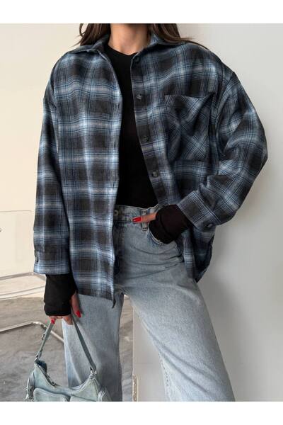 İLKCET MODA Plaid Patterned Loose Fit Women's Shirt