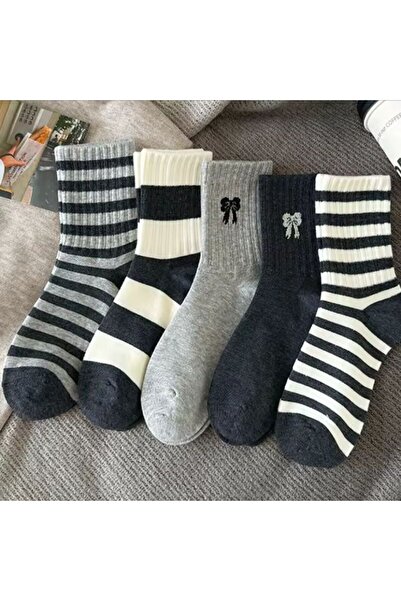 Çorap Kurdu Economical Pack of 5 Women's Tennis Socks Set with Bow Detail