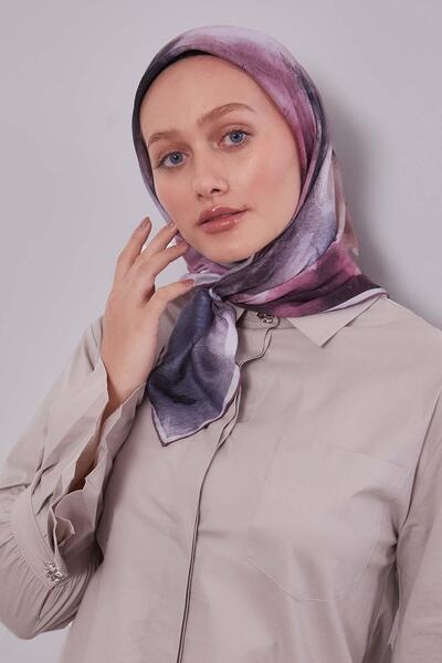 Levidor وشاح من الحرير والقطن بزهرة اللوتس البنفسجية