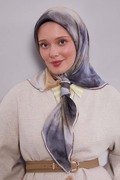 Levidor Olive Green Lotus Flower Silk Coton Scarf
