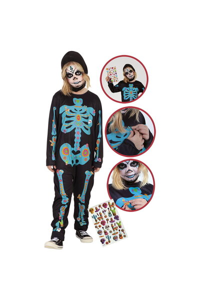Rubies Carnival costume with stickers - Scary skeleton Sizes: M (5-7 years/ma...