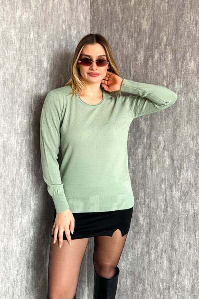 ModaPlaza Women's Top with Pompom Patterned Sweater 4157