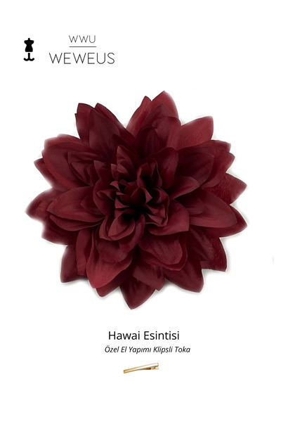 Weweus Cataramă premium cu flori elegante, stil hawaian, burgundă, pentru femei