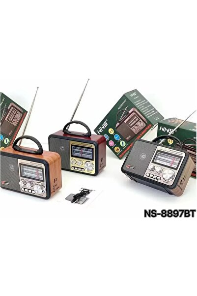 Premio Nostaljik,Ahşap Tasarım Bluetooth Hoparlörlü, Şarjlı, Taşınabilir Fm/a...