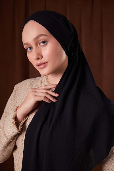 Levidor شال قطني أسود سادة من لونا