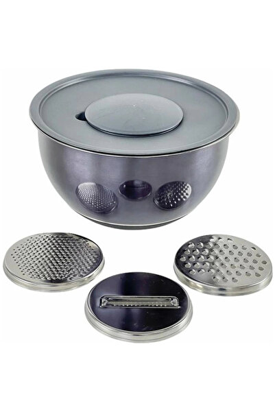 AROW Daria Stainless Steel Mixing Bowl with Rubbed Finish and Lid 26 cm Gray ...