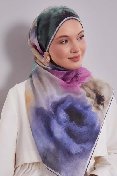 Levidor Gray lotus flower silk cotton scarf