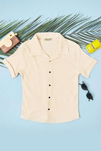Fulla Moda Boy's Shirt with Folded Sleeves and Buttons