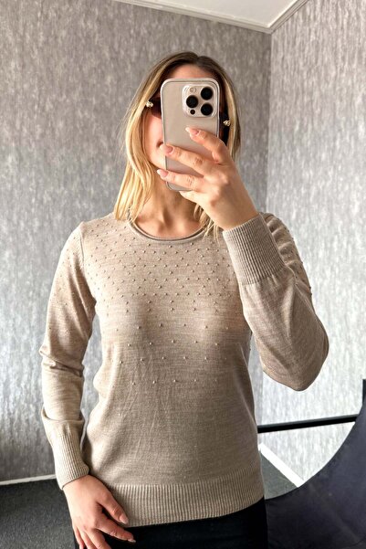 ModaPlaza Women's Top with Pompom Patterned Sweater 4157