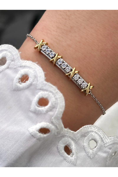 FERRO Yellow and Silver Steel Women's Bracelet Frjw10005A-D 2 Year Warranty G...