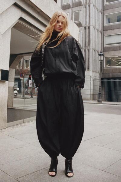 Pull & Bear Naylon görünümlü şalvar pantolon