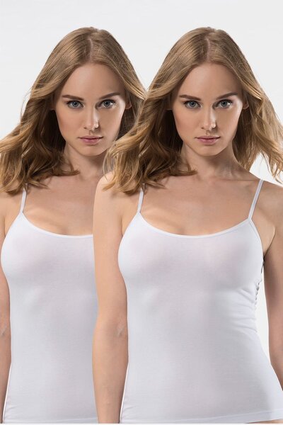 TÜREN Women's Lycra Cotton Undershirt with Rope Straps, Pack of 2