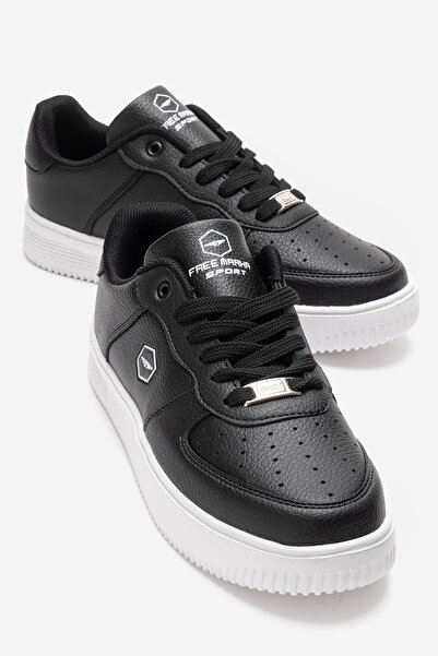 CCWAY AYAKKABI Lace-up Women's Sneakers BLACK WHITE