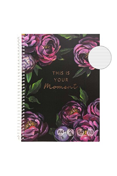 OEM Caiet A4 Dictando Negru Floral "This is Your Moment" cu Spirala & 2 Subie...