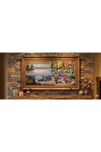 Believe GÖL SEFASI JAKARLI DOKUMA GOBLEN DEKORATİF ÇERÇEVESİZ PANO TABLO 35*70