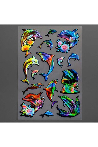 OEM Autocolante Puffy cu Model Delfini Holografici - 15buc