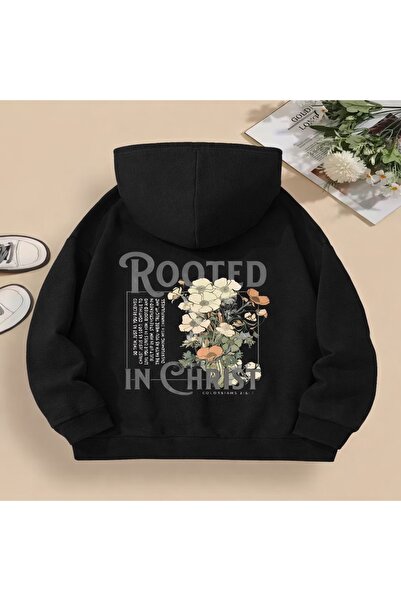 MARKATEM Φούτερ με λαιμόκοψη ποδηλάτου, από βαμβάκι 3 κλωστών, με στάμπα Rooted