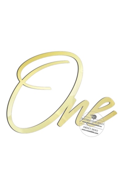 Decoratiuni Dulci Topper tort One Calligraphy | decor lateral - Auriu oglinda