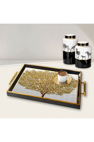 MAYAHOME CONCEPT 49*29cm Orange Patterned Decorative Tray Tpa9943