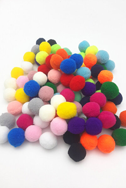 Bimotif 100Pcs Plush Pom Poms, 2.2cm (Mixed Color)