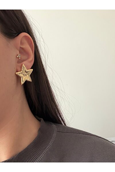 Charmist أقراط نسائية على شكل نجمة من الفولاذ