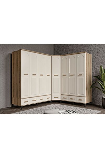 Doressa Home Hima Walnut Köşe Gardırop