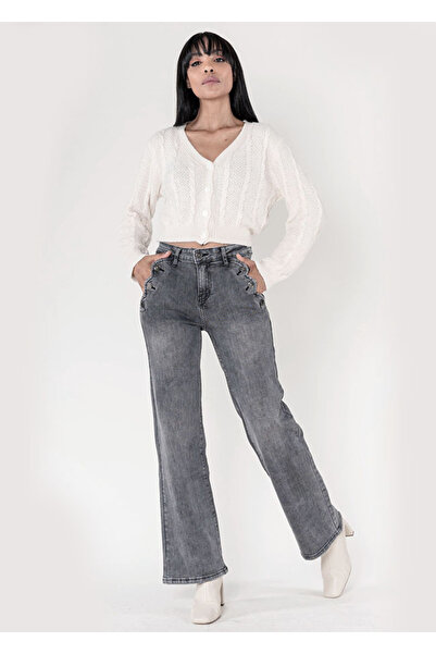 Nina Carter Women's Flared Jeans Dark Grey B-P195-17A M10