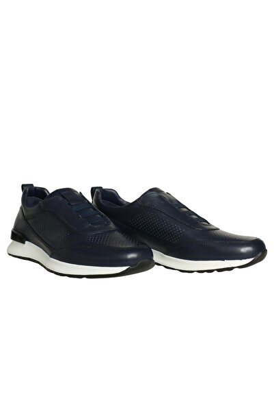 Platin Navy Blue Leather Men's Casual Shoes