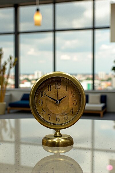 Butik Saat Retro Eskitme 25 x 20 Cm Metal Şık Masa Saati