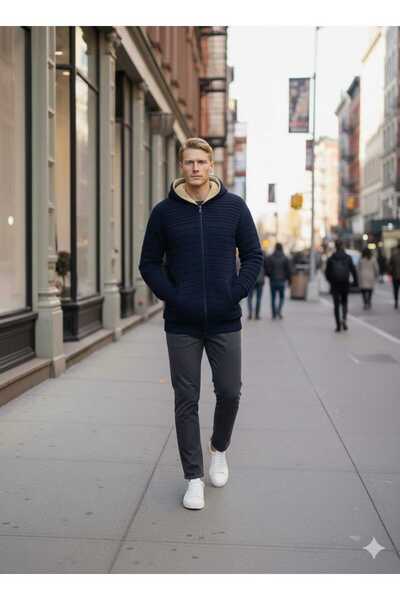 KMKkombin Men's Fleece Insulated Warm Full Zip Ka Hooded Rme Jacket Cardigan