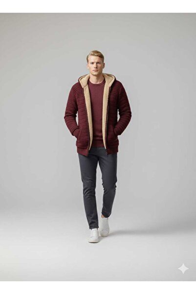 KMKkombin Men's Fleece Insulated Warm Full Zip Ka Hooded Rme Jacket Cardigan