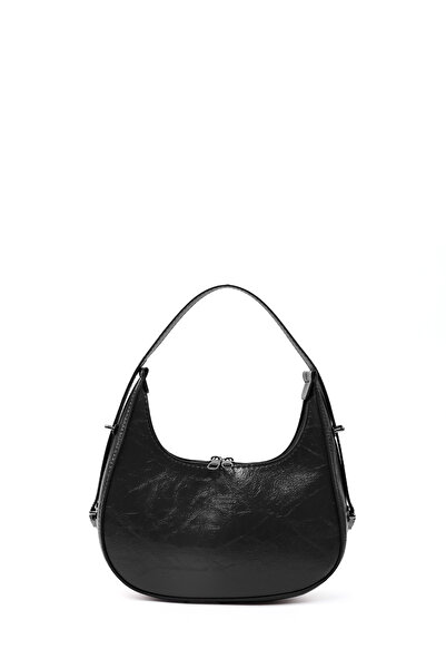 SHAKA Wrinkled Textured Black Shk110 Zippered Hand, Arm and Shoulder Bag with...