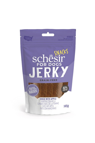 Schesir Grain-Free Dog Snacks Jerky 145g - Duck with Apple