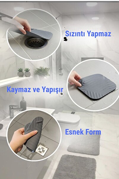 WUNİT Kötü Koku & Böcek Önleyici Silikon Mat Gider Kapağı Banyo Mutfak Lavabo Balkon Tıpası GRİ PRE QUA