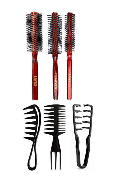 Layes Professional 3-Piece Men's Combing Blow Dryer Brush Series + 3-Piece St...