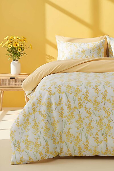 Rivaİstanbul Set cuvertură de pilota dublă Lorisa Yellow Bumbac