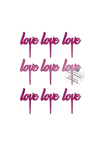 Decoratiuni Dulci Mini LOVE toppers | cupcake decoration (10 pcs) - Magenta